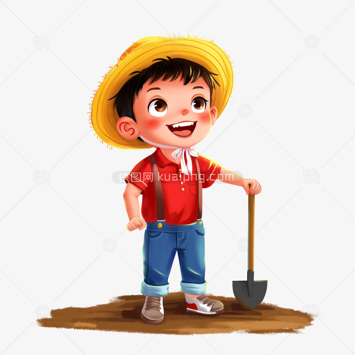 原创手绘劳动小男孩
