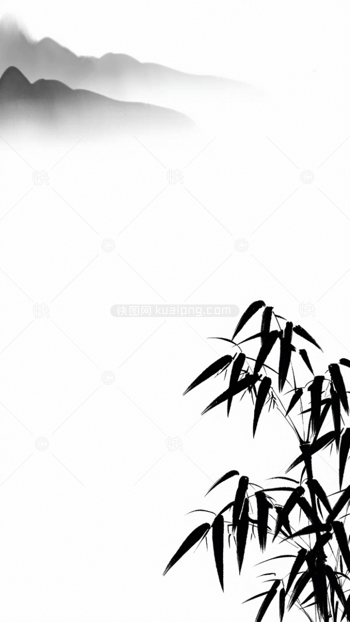 原创白色水墨中国风山水背景