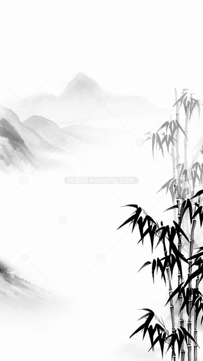 原创白色水墨中国风山水背景
