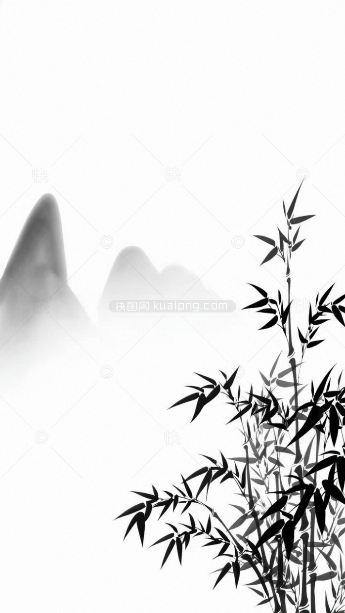 原创白色水墨中国风山水背景