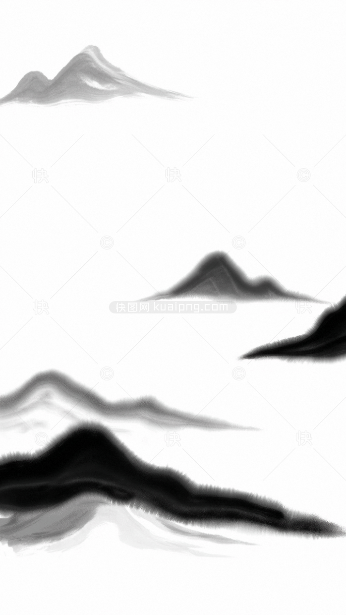 原创手绘水墨中国风山水画