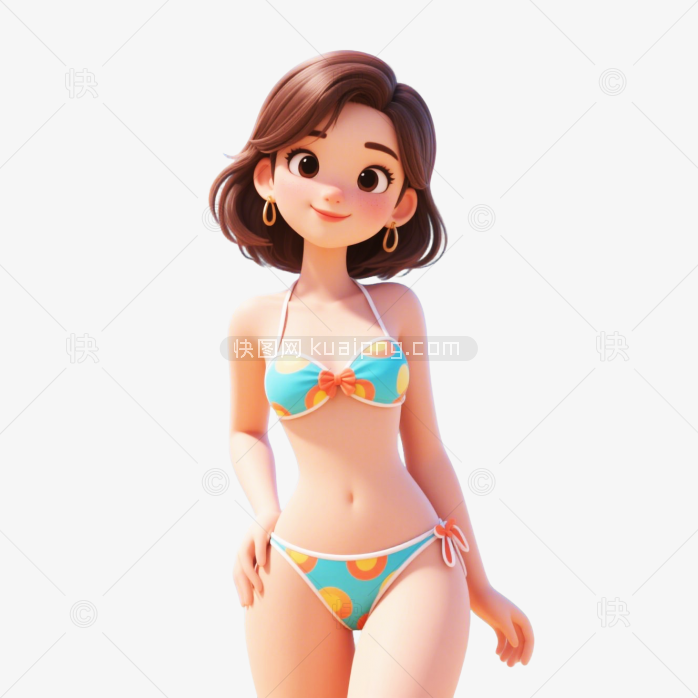 原创夏天沙滩3D比基尼美女