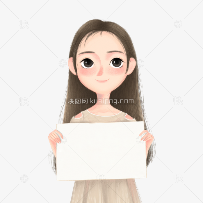 原创手绘美女手举牌