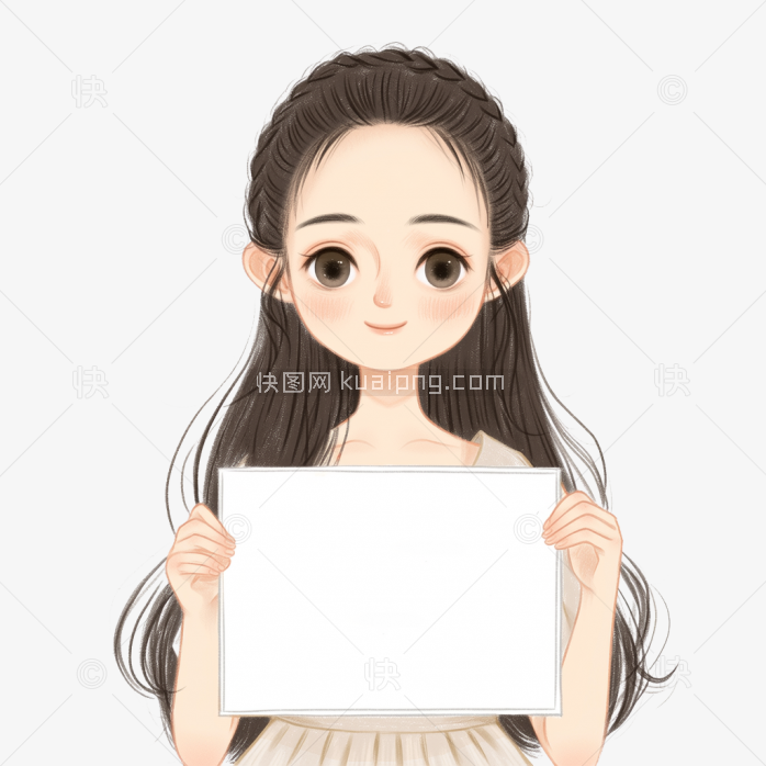 原创手绘美女手举牌