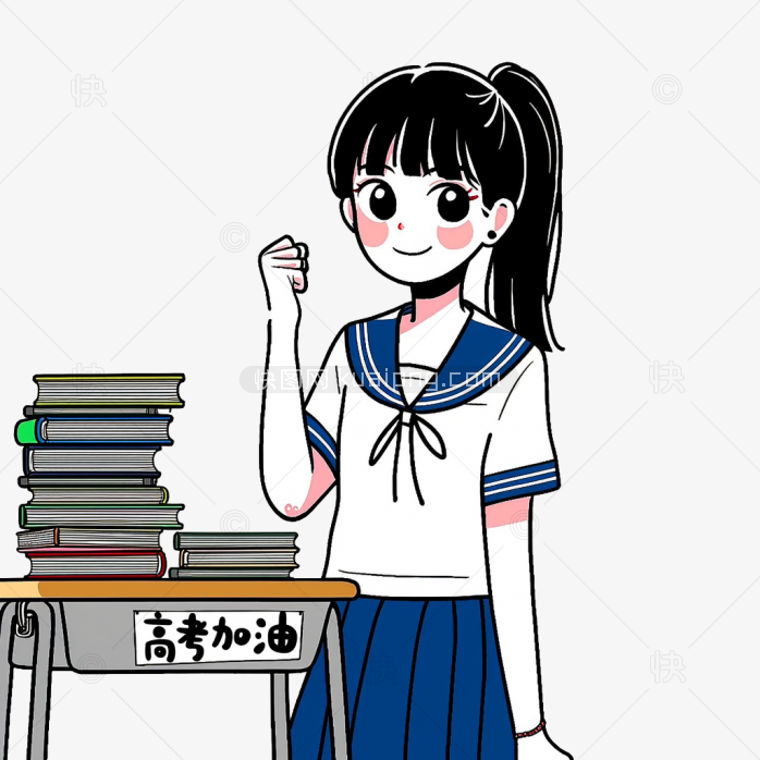 原创手绘女高中生人物