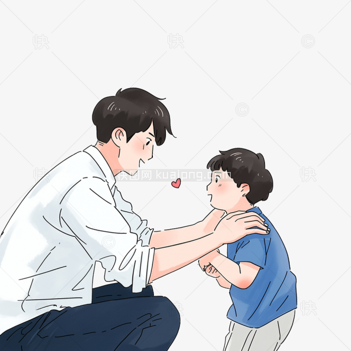 原创手绘父亲抱着儿子