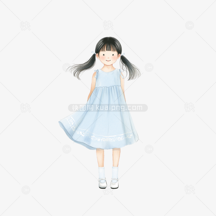 快图网原创穿裙子的卡通女孩