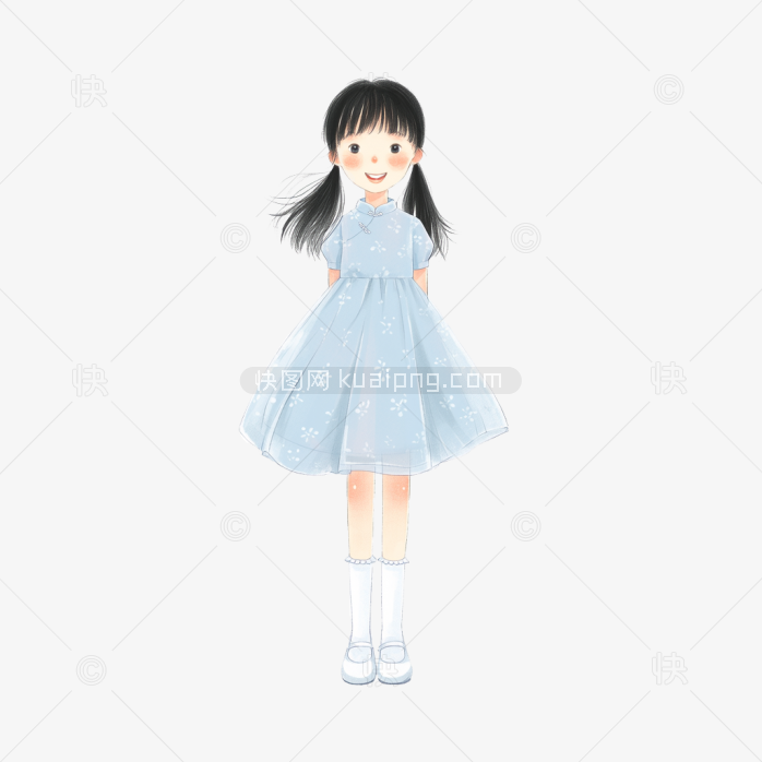 快图网原创穿裙子的卡通女孩