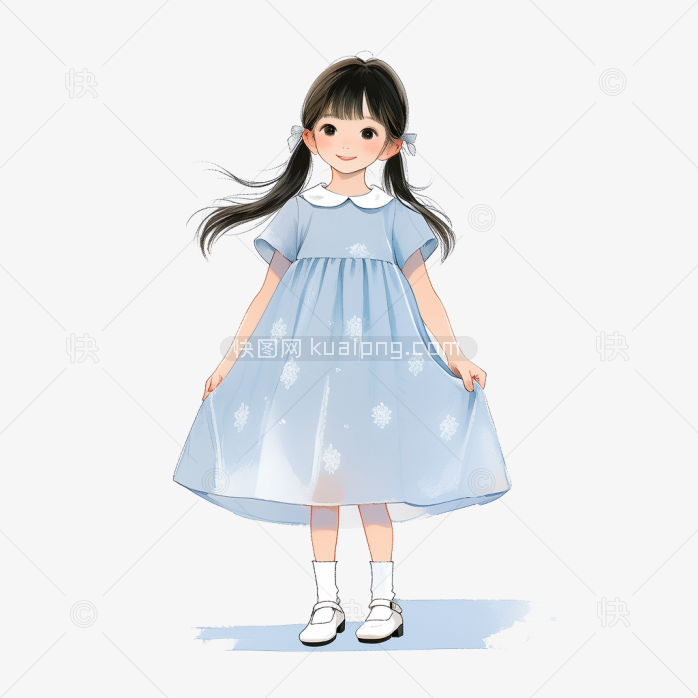 快图网原创穿裙子的卡通女孩