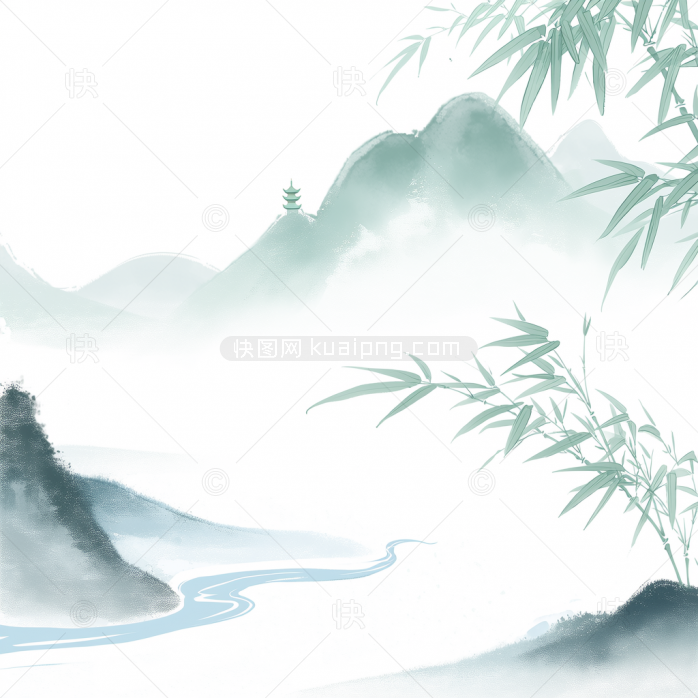 快图网原创小清新中国风风景画