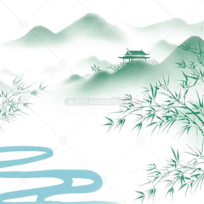 快图网原创小清新中国风风景画