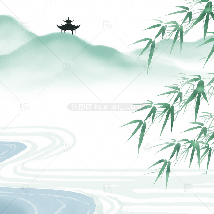 快图网原创小清新中国风风景画