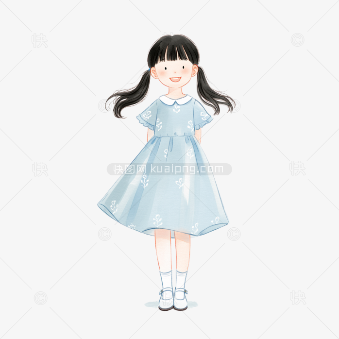 快图网原创穿裙子的卡通女孩