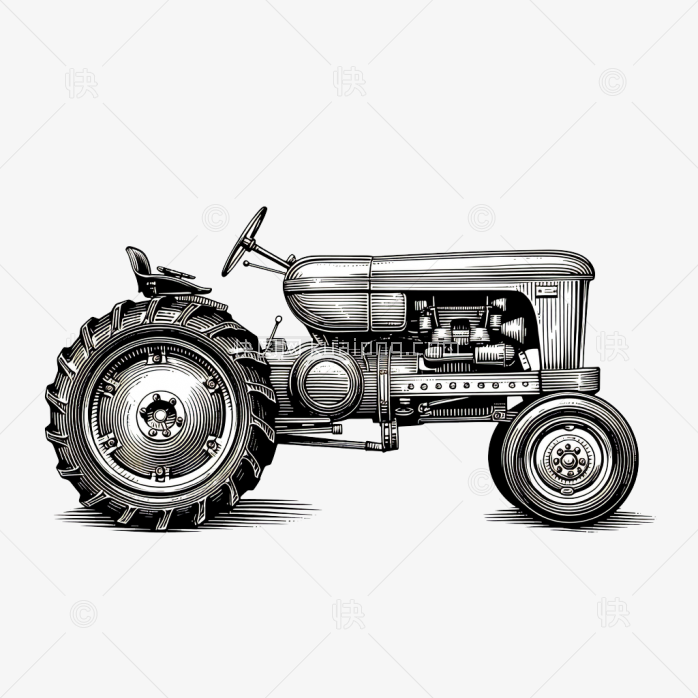 快图网原创手绘拖拉机