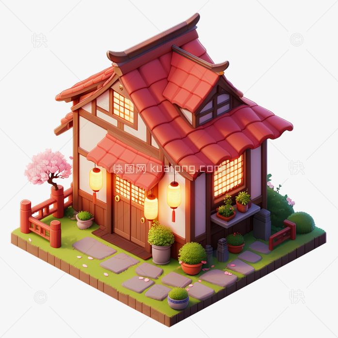 快图网原创古代复古3D建筑