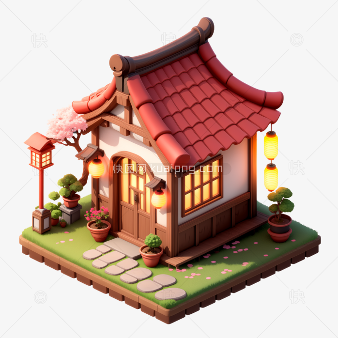 快图网原创古代复古3D建筑