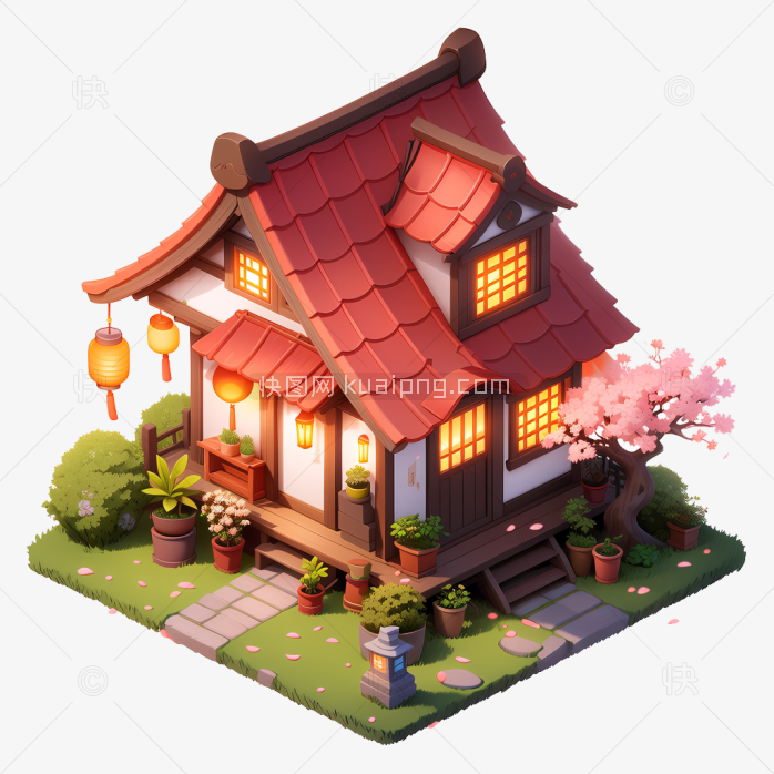 快图网原创古代复古3D建筑