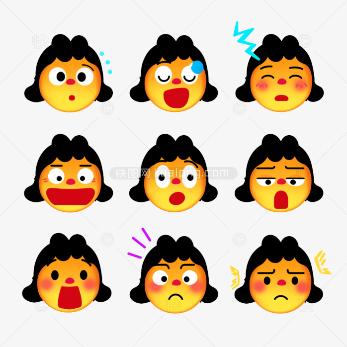 快图网原创卡通女生表情包合集