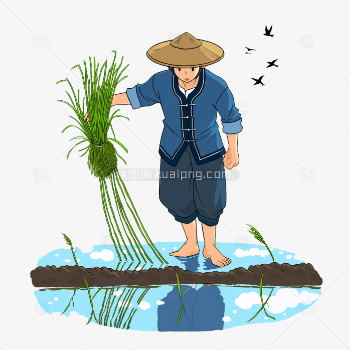 快图网原创卡通农民种田插画