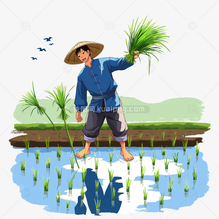 快图网原创卡通农民种田插画