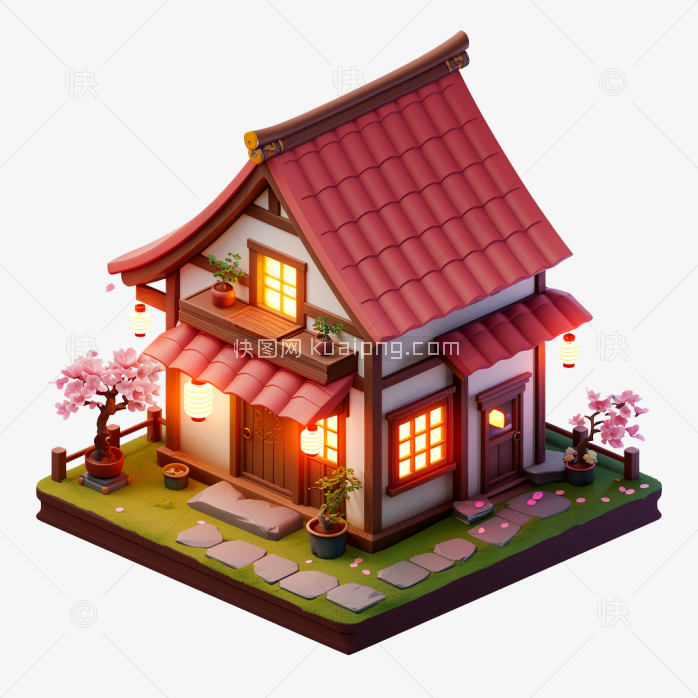 快图网原创古代复古3D建筑