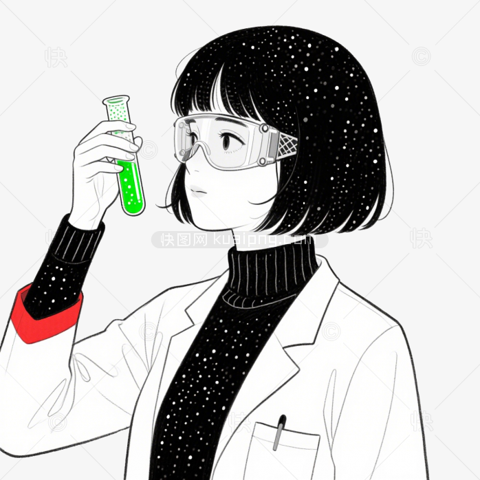 快图网原创卡通女医生做研究人物