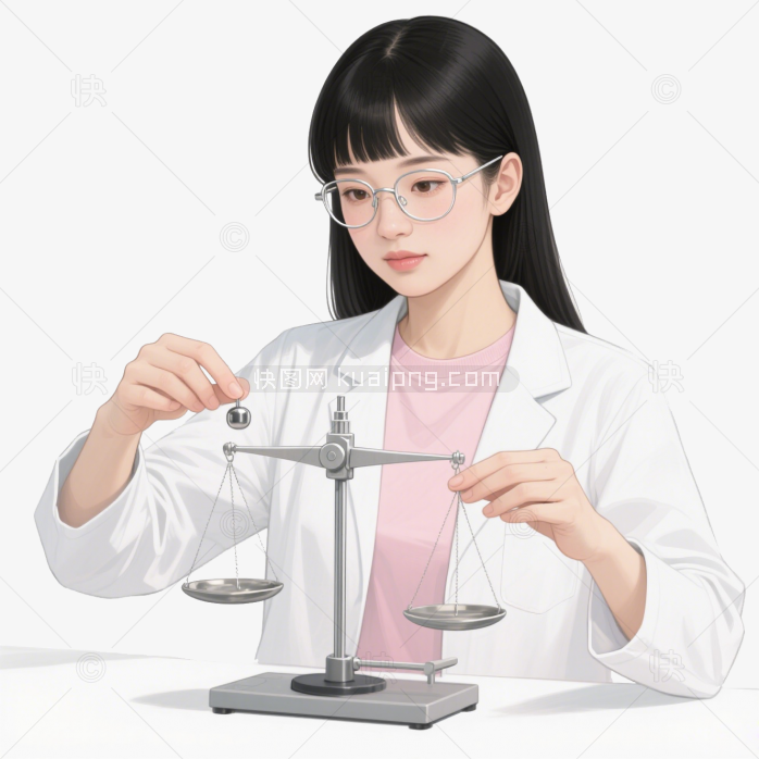 快图网原创卡通女医生做研究人物