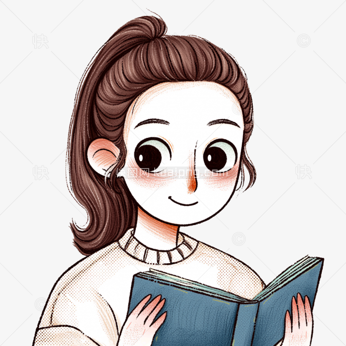 快图网原创卡通看书的女生头像