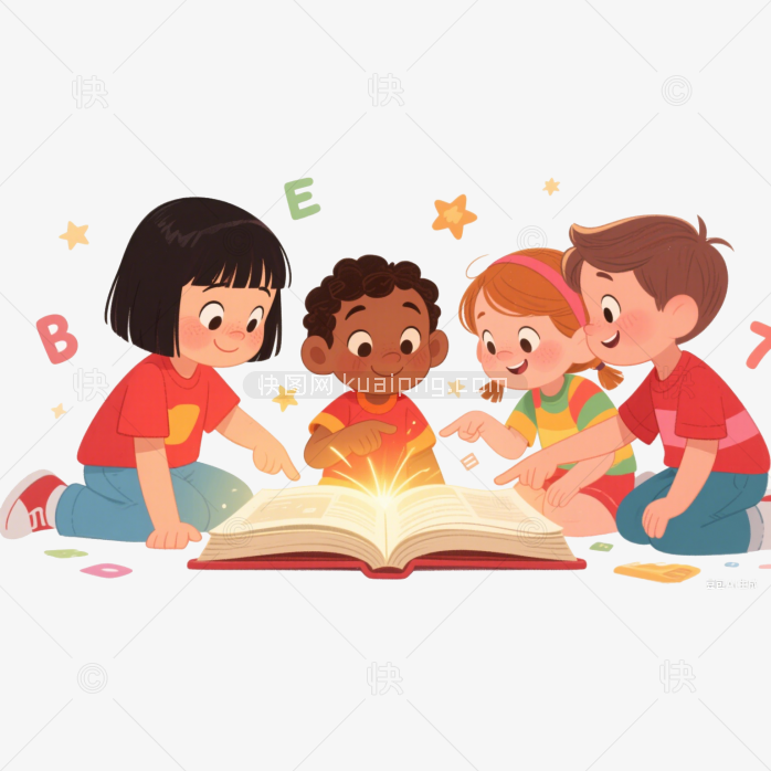 快图网原创一群小学生看书