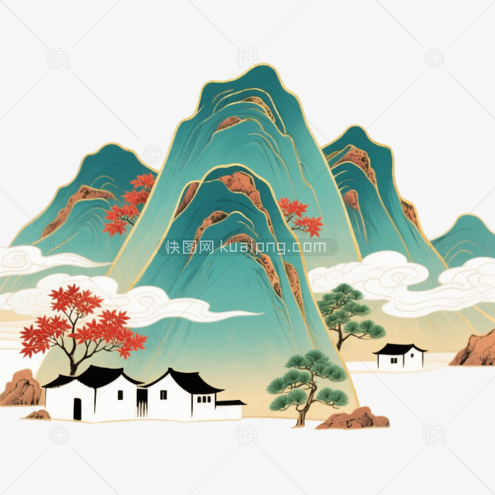 快图网原创手绘山水画