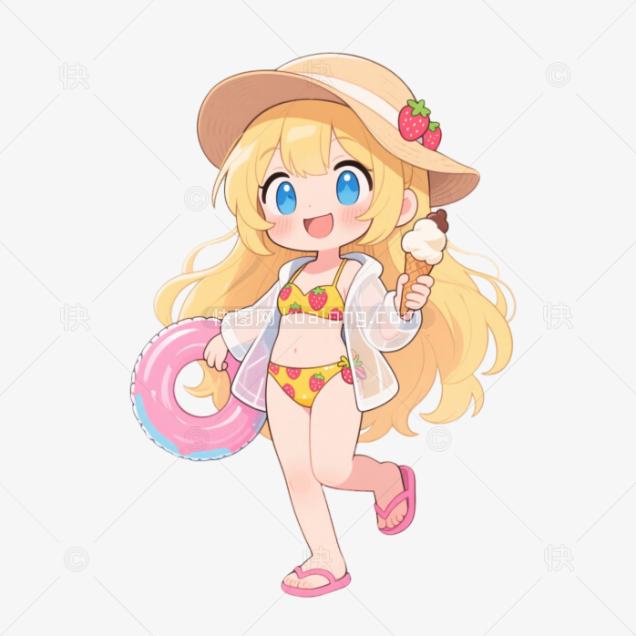 快图网原创卡通可爱动漫美少女