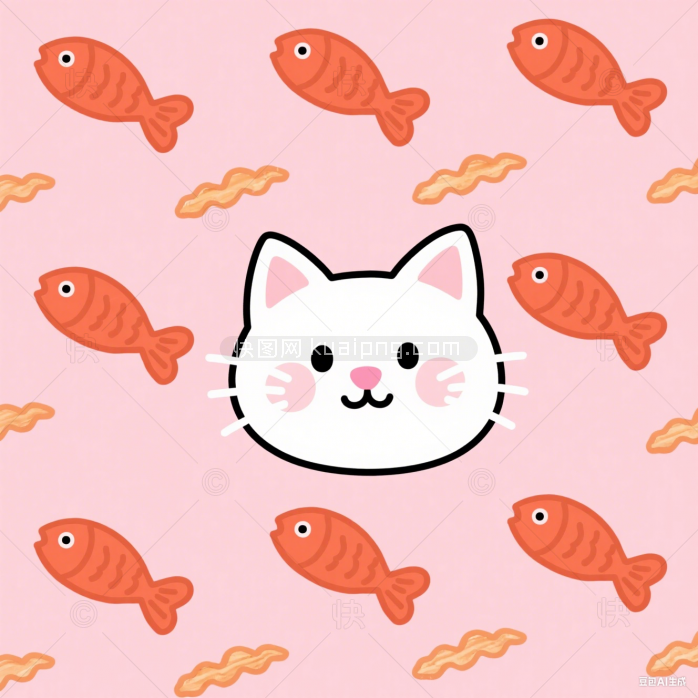 快图网原创卡通猫咪平铺背景