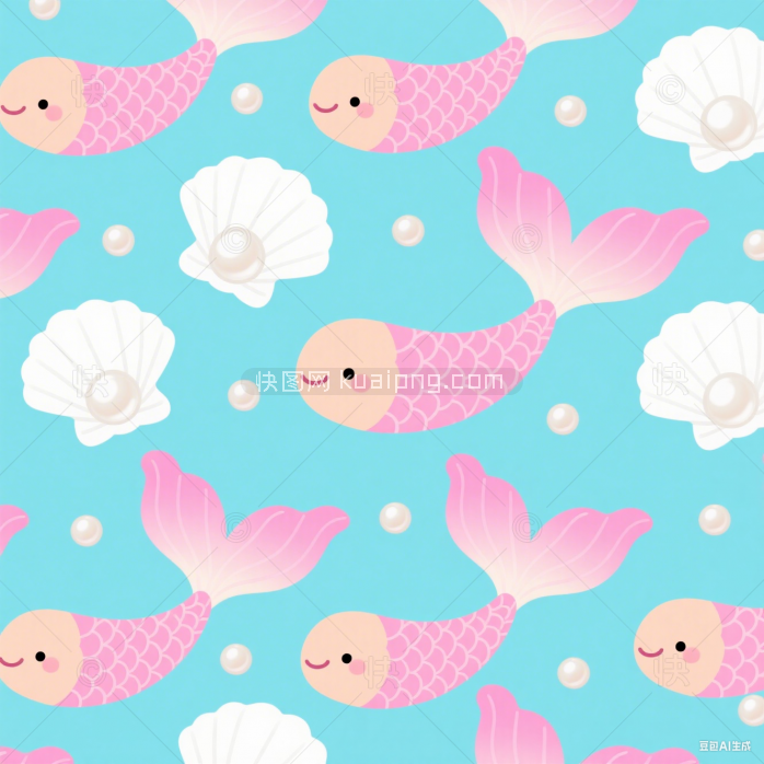 快图网原创手绘鱼平铺背景
