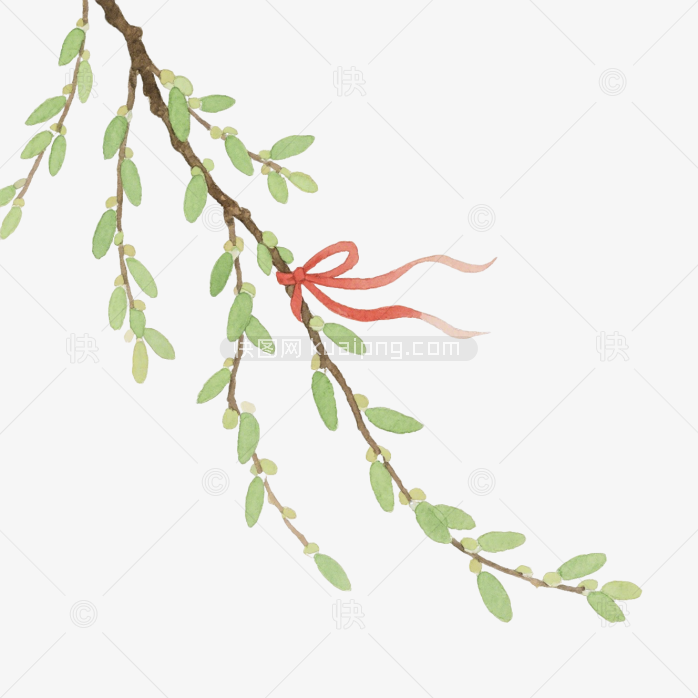 快图网原创手绘春天柳条植物