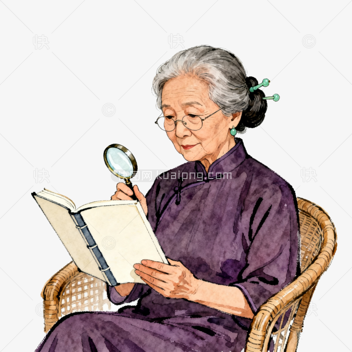 快图网原创手绘老师看书