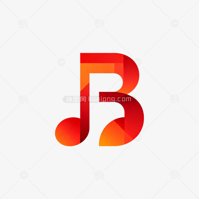 快图网原创音符字母B组成logo