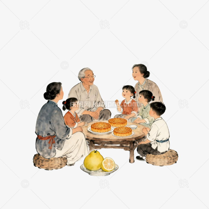 快图网原创手绘过中秋