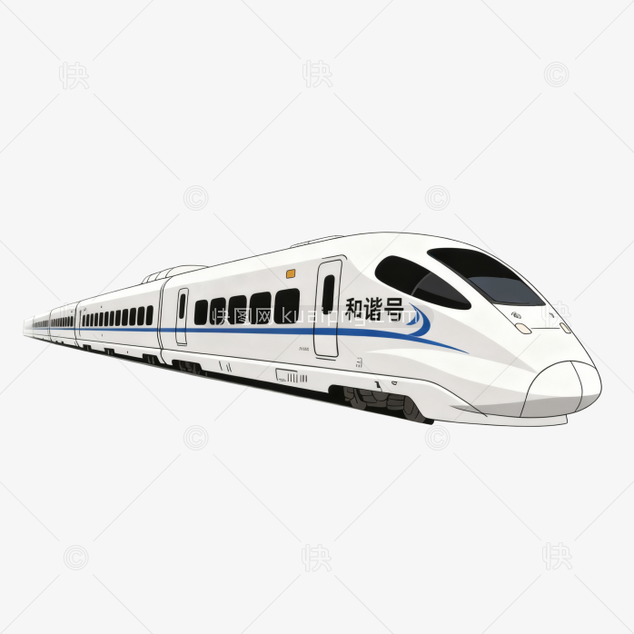 手绘卡通高铁和谐号