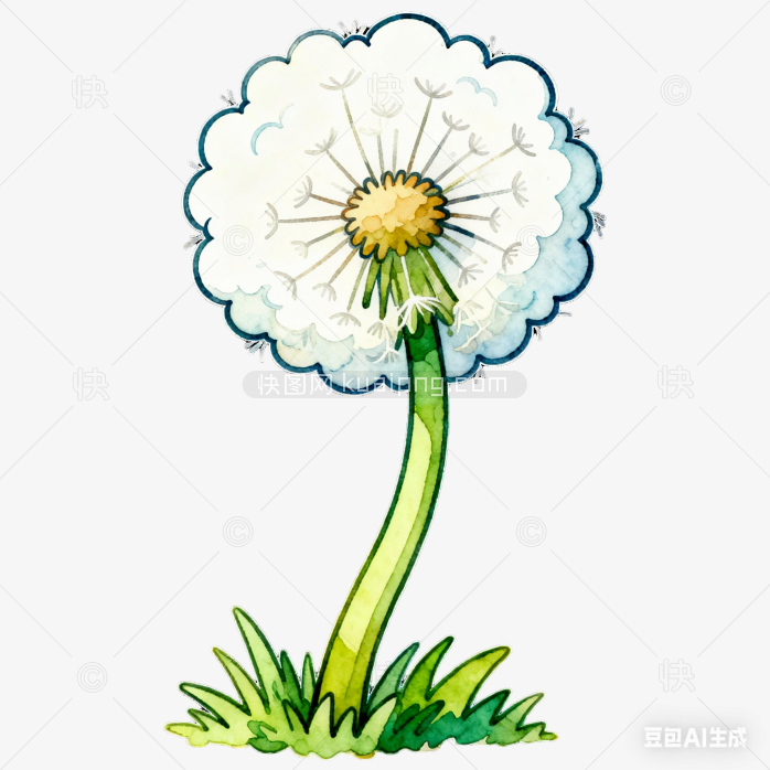 手绘彩墨蒲公英