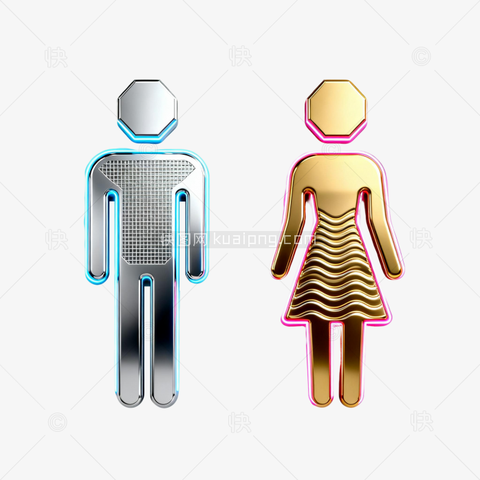 金属男女厕所图标