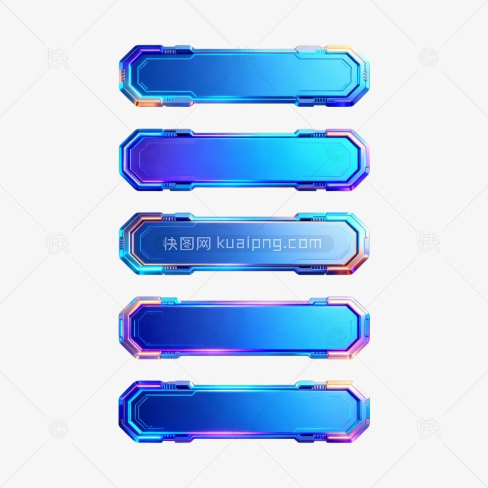 快图网原创蓝色科技边框按钮合集