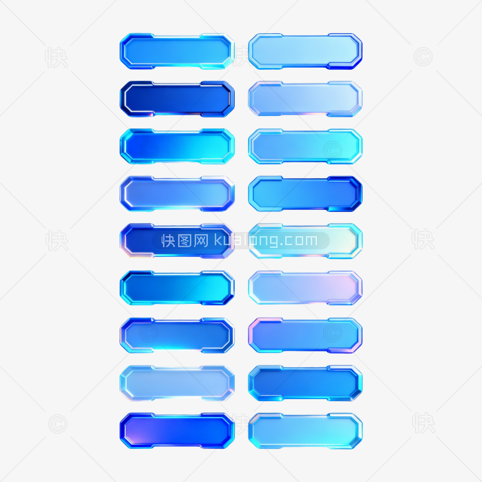 快图网原创蓝色科技边框按钮合集