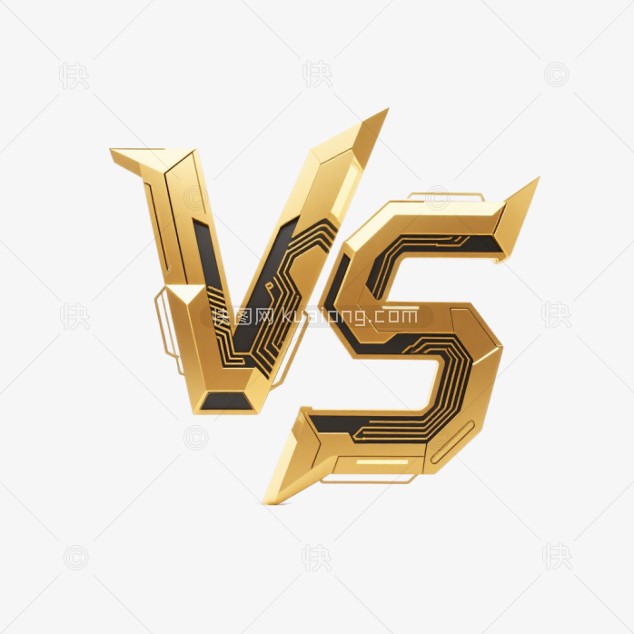 快图网原创金色立体VS科技字体