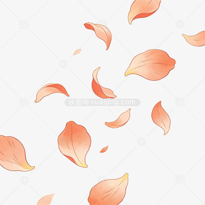 渐变花瓣漂浮手绘花卉背景