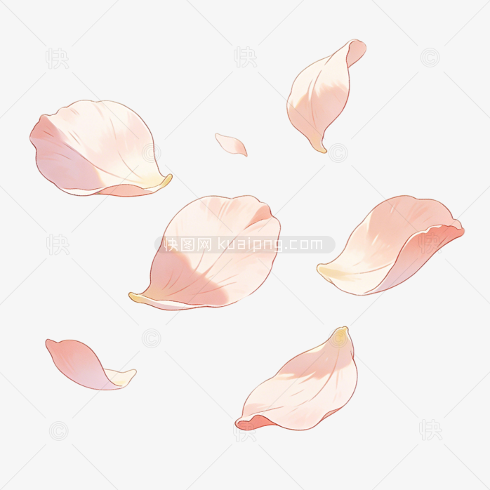 春日手绘花瓣漂浮装饰图案