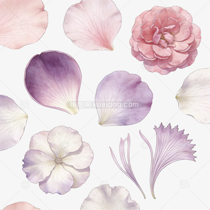 治愈系手绘花朵漂浮花瓣底纹