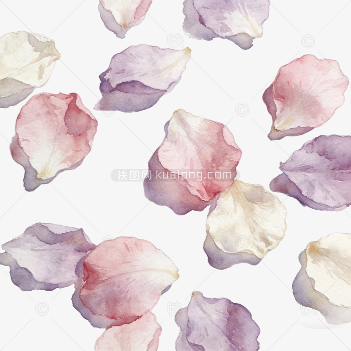 春日手绘花朵漂浮花瓣插画