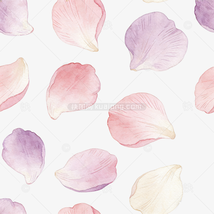 治愈手绘花朵漂浮花瓣素材