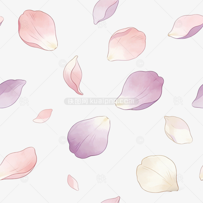浪漫手绘花朵漂浮花瓣底纹