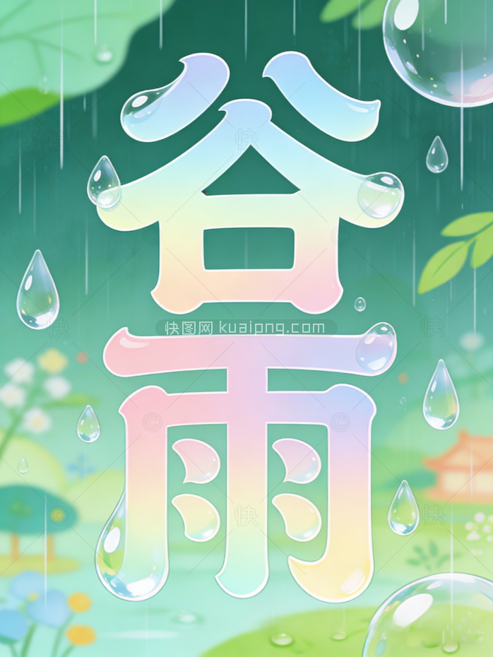 谷雨国潮创意字海报